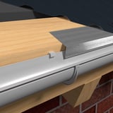 Detailweergave van de montage van een console dakgootbeugel met dakgoot en afdekplaat