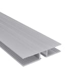 H-profiel van aluminium, blank, 10 mm, bovenaanzicht met geribbelde bovenzijde