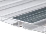 H-profiel van aluminium, blank, 10 mm, detailaanzicht met ingebrachte kanaalplaat