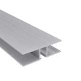 H-profiel van aluminium, blank, 16 mm, hoofdaanzicht met geribbelde bovenzijde