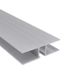 H-profiel van aluminium, blank, 16 mm, bovenaanzicht met geribbelde bovenzijde