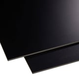 Twee HPL platen binnen, 6 mm, Zwart, licht overlappend, bovenaanzicht