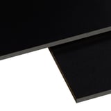 Detail van twee HPL platen binnen, 6 mm, Zwart, met zichtbare rand en oppervlaktestructuur