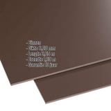 HPL plaat 6 mm, bruin, met ingebouwde specificaties voor dikte, lengte, breedte en garantie