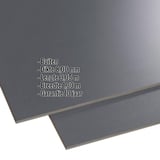 HPL plaat 8 mm Antracietgrijs met ingebedde specificaties voor dikte, lengte, breedte en garantie