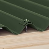 Kalot aluminium profiel 18/1064 Chroomoxydegroen RAL 6020 met schroef op damwandplaat en houten onderconstructie