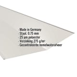 Kilgoot Grijswit (RAL 9002) met ingebedde specificaties: staal, 0,75 mm, 25 µm polyestercoating