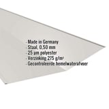 Kilgoot lichtgrijs RAL 7035, 0,50 mm staal, met ingebedde productgegevens