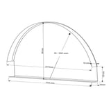 Technische tekening van een PVC-lichtboog met afmetingen voor straal 560 mm, breedte 1035 mm en hoogte 560 mm