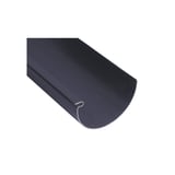 Grafiet PVC dakgootstuk van Plastmo, detail van de halfronde vorm
