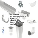 Grijs PVC dakgoot voordeelpakket met accessoires en ingebouwde specificaties