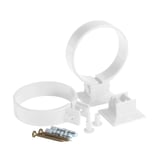 Witte PVC regenpijpklemmen met schroeven en pluggen voor wandmontage