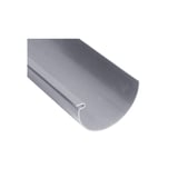 Grijs PVC dakgootstuk van Plastmo, detailweergave van de halfronde vorm
