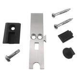 Meenemer van blank aluminium met schroeven en zwarte rubberen onderdelen, setoverzicht