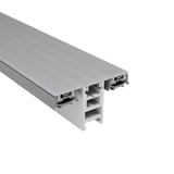 Mendiger middenprofiel 16 mm, blank aluminium en kunststof, detailweergave van de profielstructuur