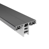 Mendiger middenprofiel 16 mm, donkergrijs aluminium en wit kunststof, schuin aanzicht