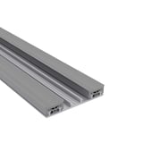 Mendiger onderprofiel van blank aluminium, bovenaanzicht met twee profielrails en bevestigingsgroef