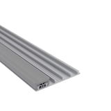 Mendiger rand-onderprofiel van blank aluminium, hoofdaanzicht met zichtbare profielstructuur