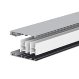 Mendiger randprofiel 10 mm, blank, gedemonteerd in aluminium en kunststof onderdelen, schuin van boven