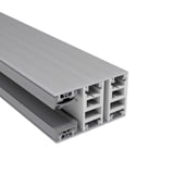 Mendiger randprofiel 16 mm, blank, aluminium en kunststof, doorsnede met kamerstructuur