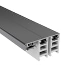 Mendiger randprofiel 16 mm, donkergrijs aluminium met wit kunststof kamerprofiel, doorsnede
