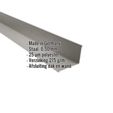 Wandafwerking van grijs staal, 0,50 mm, met 25 µm polyestercoating en ingebedde specificaties