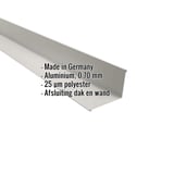 Wandafwerking aluminium Zilver-Metallic met ingebedde gegevens over materiaal, dikte en coating