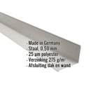 Wandafsluiting lichtgrijs RAL 7035, 0,50 mm staal, met ingebedde productdetails