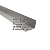 Wandafwerking van grijs aluminiumkleurig staal, 0,50 mm, met ingebedde specificaties