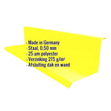 Wandafwerking Type 1 Koolzaadgeel met ingebedde gegevens: Staal, 0,50 mm, 25 µm polyester, Verzinking 275 g/m²