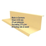 Wandafwerking type 1, zandgeel, met ingebedde gegevens over materiaal, dikte en coating