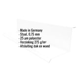 Wandafwerking type 1 van staal, 0,75 mm, lichtgrijs, met ingebedde productgegevens