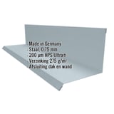 Muurafdekker type 2, venstergrijs RAL 7040, met ingebouwde productgegevens zoals materiaal en coating