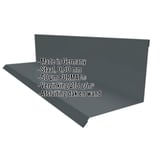Muurafdekker type 2, antracietgrijs, met ingebedde gegevens over materiaal, dikte en coating