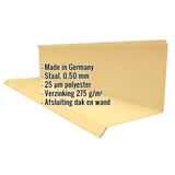 Wandaansluiting type 3 Zandgeel (RAL 1002) met ingebedde productdetails zoals materiaal, dikte en coating