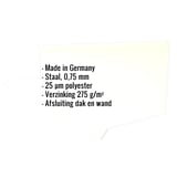 Wandafwerking Type 3 van staal, 0,75 mm, Grijswit RAL 9002, met ingebedde specificaties