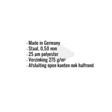 Infographic: Nokstuk eindkap van staal, 0,50 mm, 25 µm polyestercoating, met specificaties