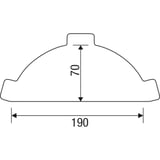 Technische tekening nokvorsteindstuk met afmetingen 190 mm breedte en 70 mm hoogte