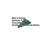 Nokvorsteindstuk aluminium 0,70 mm mosgroen met ingebedde specificaties