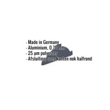 Nokvorsteindstuk aluminium antracietgrijs met ingebedde productdetails over materiaal en coating