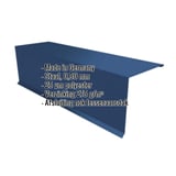 Lessenaarsdak nokafsluiting staal, Gentiaanblauw RAL 5010, 0,50 mm dik, met ingebedde specificaties