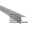 Lessenaarsdakafsluiting van staal, 0,50 mm, RAL9007, met ingebedde productgegevens