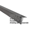 Lessenaarsdak nokafsluiting van staal, donkergrijs (RAL 7024), 0,50 mm, met 35 µm matpolyester coating, gegevens getoond