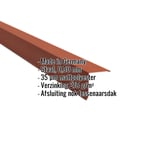 Lessenaarsdakafsluiting van staal in terracotta, 0,50 mm, met 35 µm mat polyester coating en ingebedde gegevens