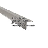 Lessenaarsdakafsluiting aluminium RAL9007 met 25 µm polyestercoating, specificaties weergegeven