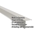 Lessenaarsdak nokafsluiting Zilver-Metallic, 0,75 mm staal met 25 µm polyestercoating, gegevens getoond