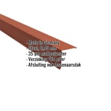 Lessenaarsdak nokafsluiting Terracotta mat polyester 0,50 mm, met ingebedde productgegevens zoals materiaal en dikte