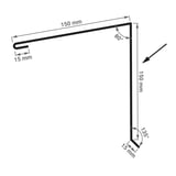 Technische tekening lessenaarsdak nokafsluiting met afmetingen 150 mm, 80° hoek en 15 mm zetting