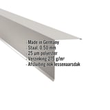 Lessenaarsdak nokafsluiting lichtgrijs RAL 7035, 0,50 mm staal, met productgegevens