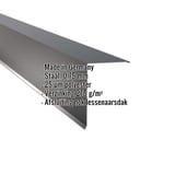 Lessenaarsdak nokafsluiting staal 0,75 mm, Antracietgrijs RAL 7016, met ingebedde specificaties